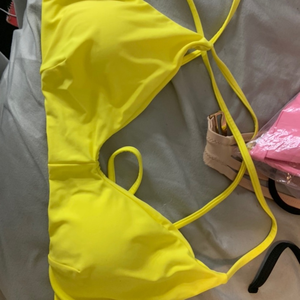 yellow string bathing suit top
